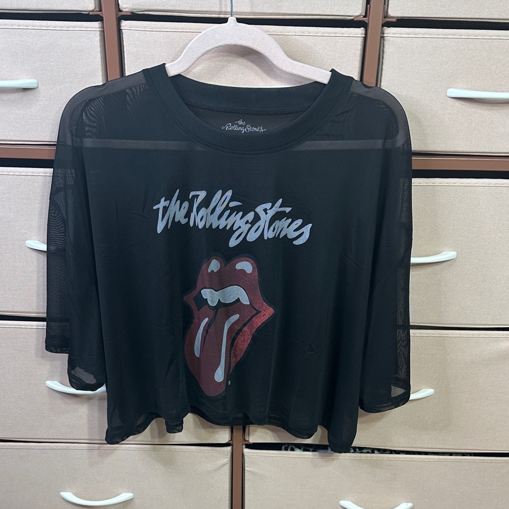 The Rolling Stones Black Graphic Short Sleeve Top